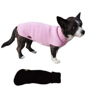 Hundesweater i merino uld-Sort-Ryg 21 cm